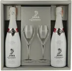 Набір із двох пляшок ігристих вин Anna de Codorniu Blanc de Blancs Brut білий брют 0.75 л 11.5% х 2 шт. у подарунковій упаковці + 2 келихи (8410013018183)