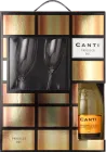 Вино ігристе Canti Prosecco Millesimato біле екстра-сухе 0.75 л 10,5% + 2 келихи в подарунковій упаковці (8005415063383_8005415050703)